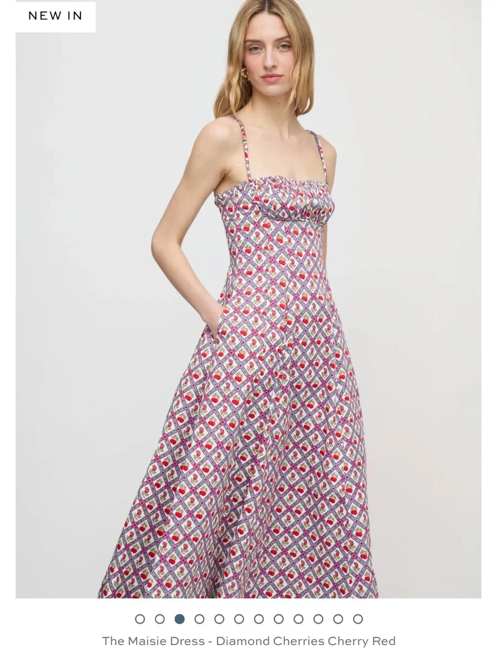 Hill House Maisie Dress in Cherry Red & White Diamond Print - Picture 4 of 5